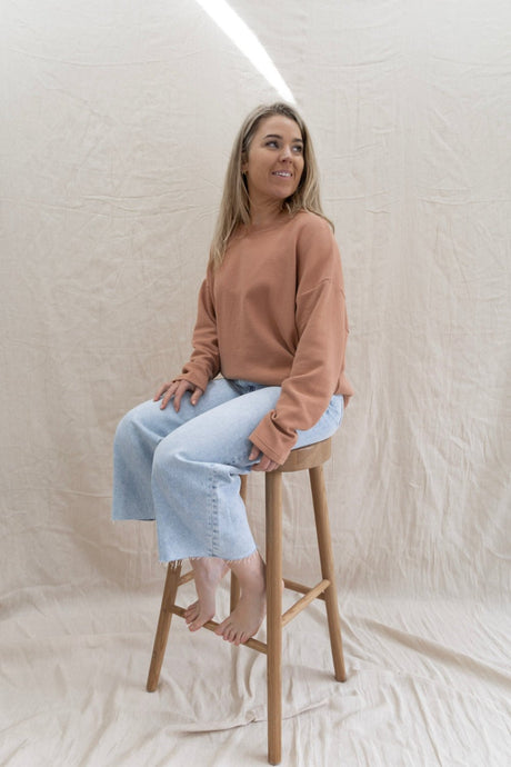 Waffle Lightweight Sweater - Rust - Onesta UK - #ethical_Clothes#