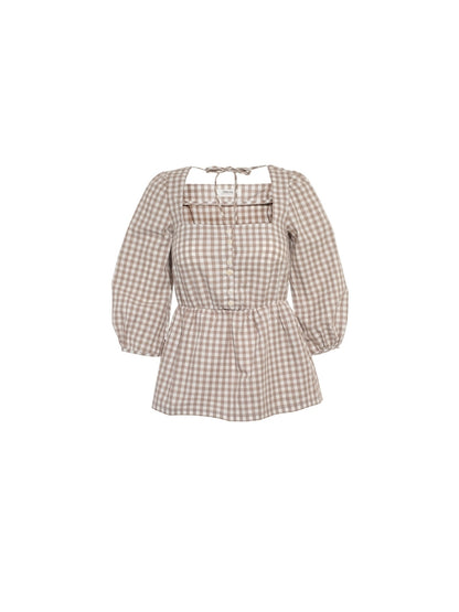 Stone Organic Cotton Gingham Blouse
