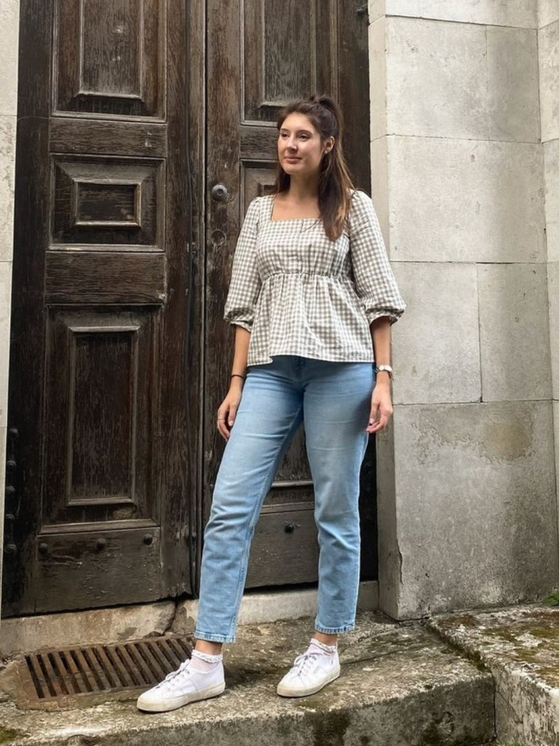 Stone Organic Cotton Gingham Blouse