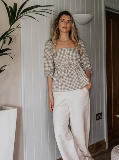 Stone Organic Cotton Gingham Blouse