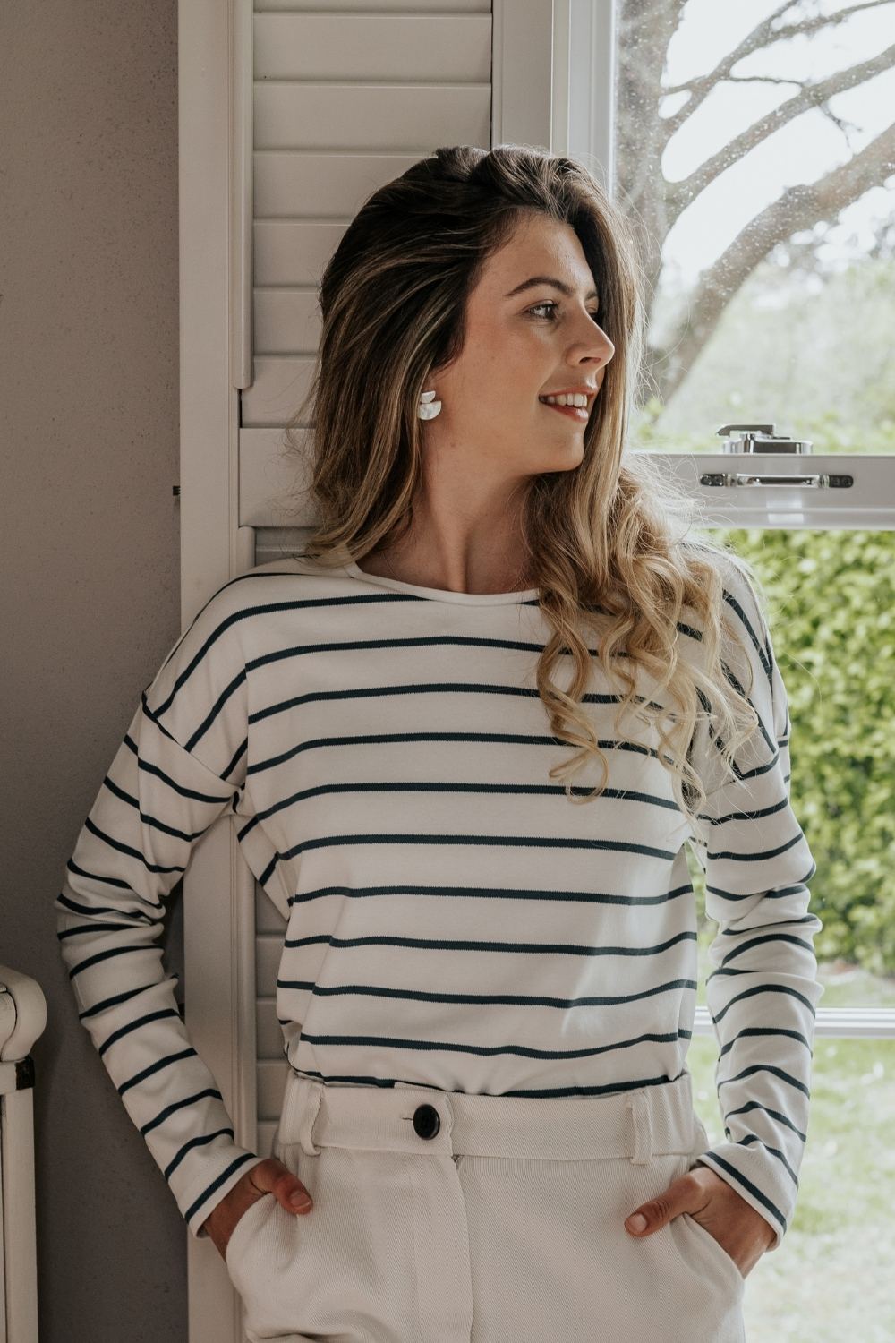 Blue Organic Cotton Breton Top - Onesta UK - #ethical_Clothes#