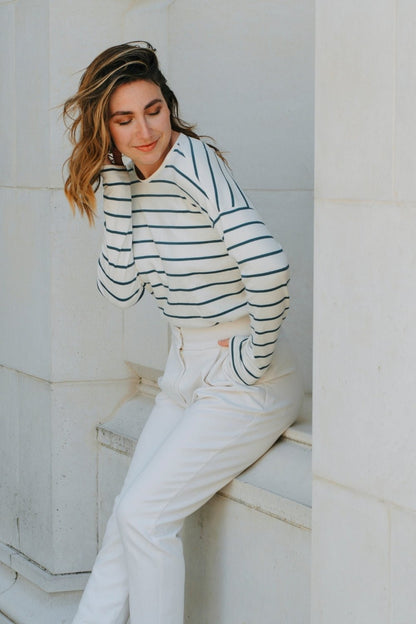 Blue Organic Cotton Breton Top - Onesta UK - #ethical_Clothes#