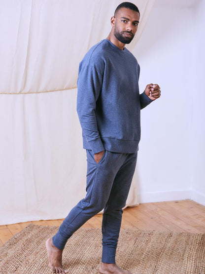 Blue Tencel Loungewear Joggers with Fleece Lining - Onesta UK - #ethical_Clothes#