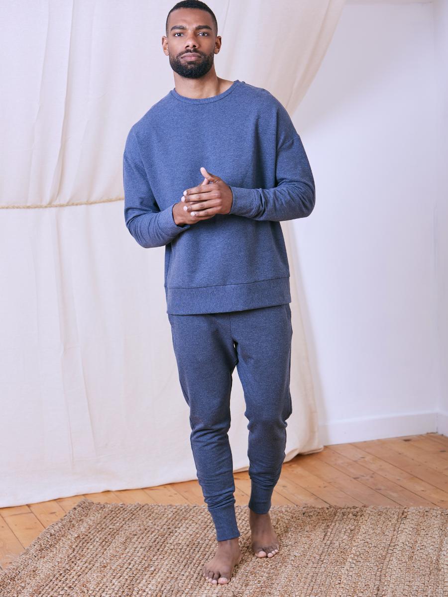 Blue Tencel Loungewear Joggers with Fleece Lining - Onesta UK - #ethical_Clothes#