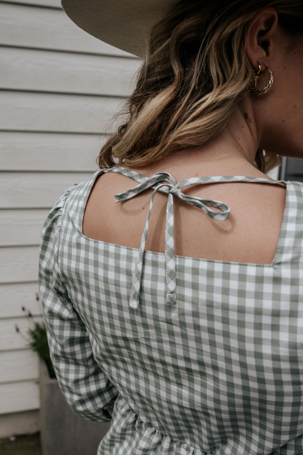 Sage Organic Cotton Gingham Blouse - Onesta UK - #ethical_Clothes#