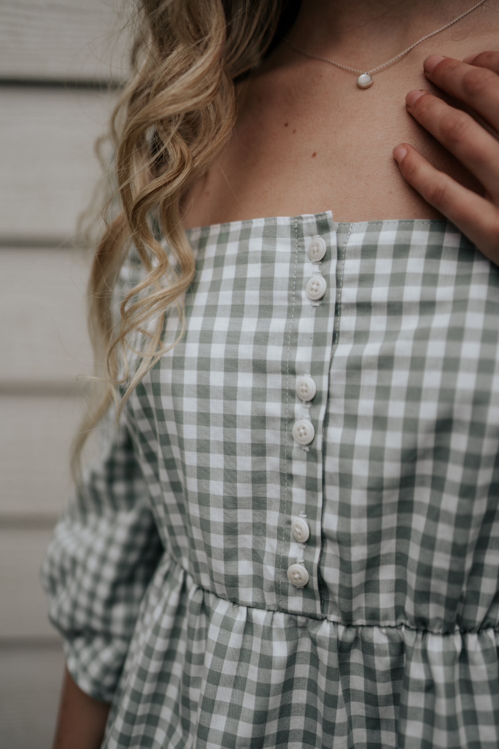 Sage Organic Cotton Gingham Blouse - Onesta UK - #ethical_Clothes#