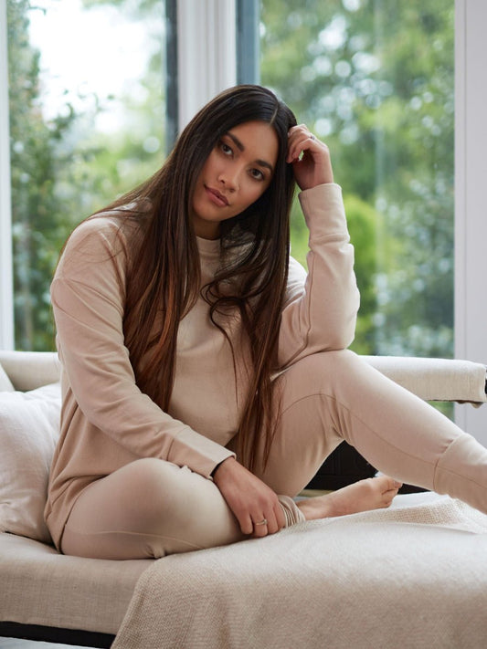 Sandbeige Tencel Loungewear Set - Onesta UK - #ethical_Clothes#