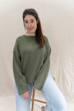 Load image into Gallery viewer, Waffle Lightweight Sweater - Olive - Onesta UK - #ethical_Clothes#
