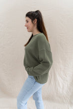 Load image into Gallery viewer, Waffle Lightweight Sweater - Olive - Onesta UK - #ethical_Clothes#
