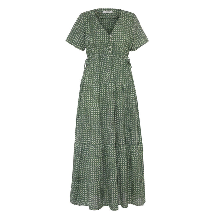 Organic Cotton Tiered Midi Dress Sage - Onesta UK - #ethical_Clothes#