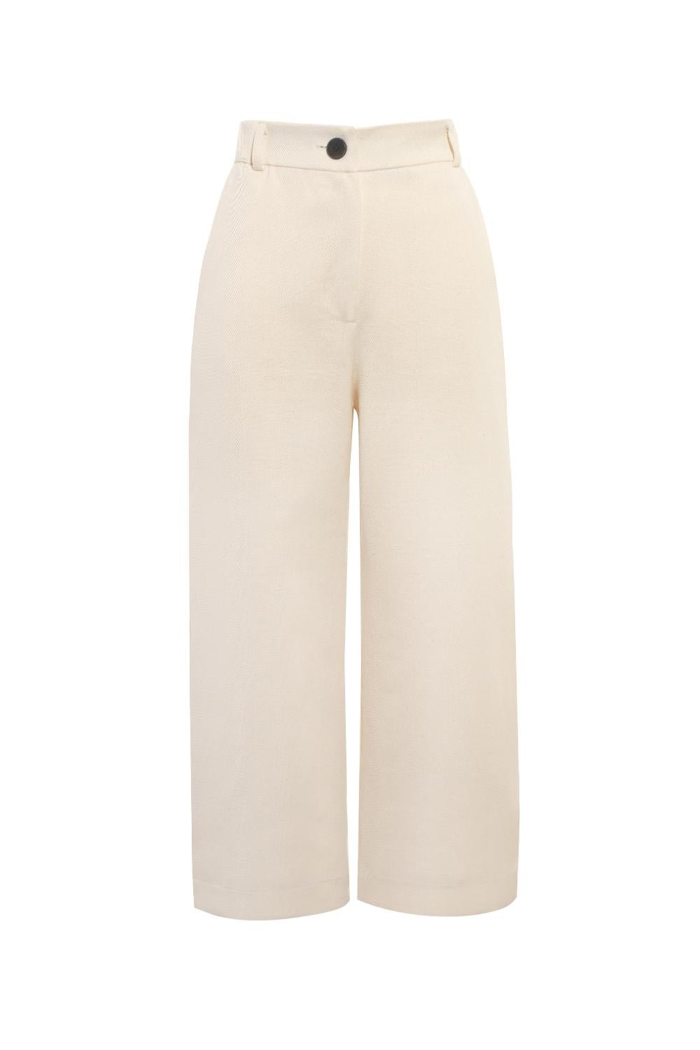 Organic Cotton Twill Wide Leg Cropped Trouser - Onesta UK - #ethical_Clothes#