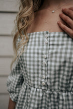 Load image into Gallery viewer, Sage Organic Cotton Gingham Blouse - Onesta UK - #ethical_Clothes#
