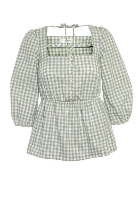 Sage Organic Cotton Gingham Blouse - Onesta UK - #ethical_Clothes#