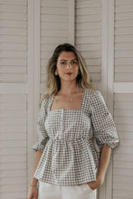 Load image into Gallery viewer, Stone Organic Cotton Gingham Blouse - Onesta UK - #ethical_Clothes#
